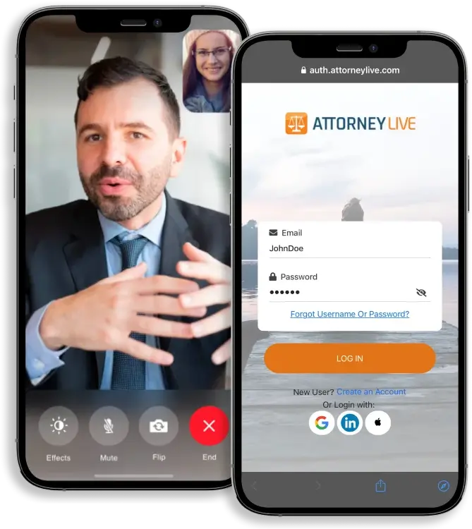 Two Phones with Attorney Live App
