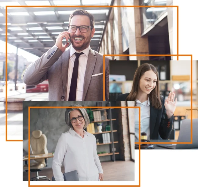 Collage of group smiling using AttorneyLive App