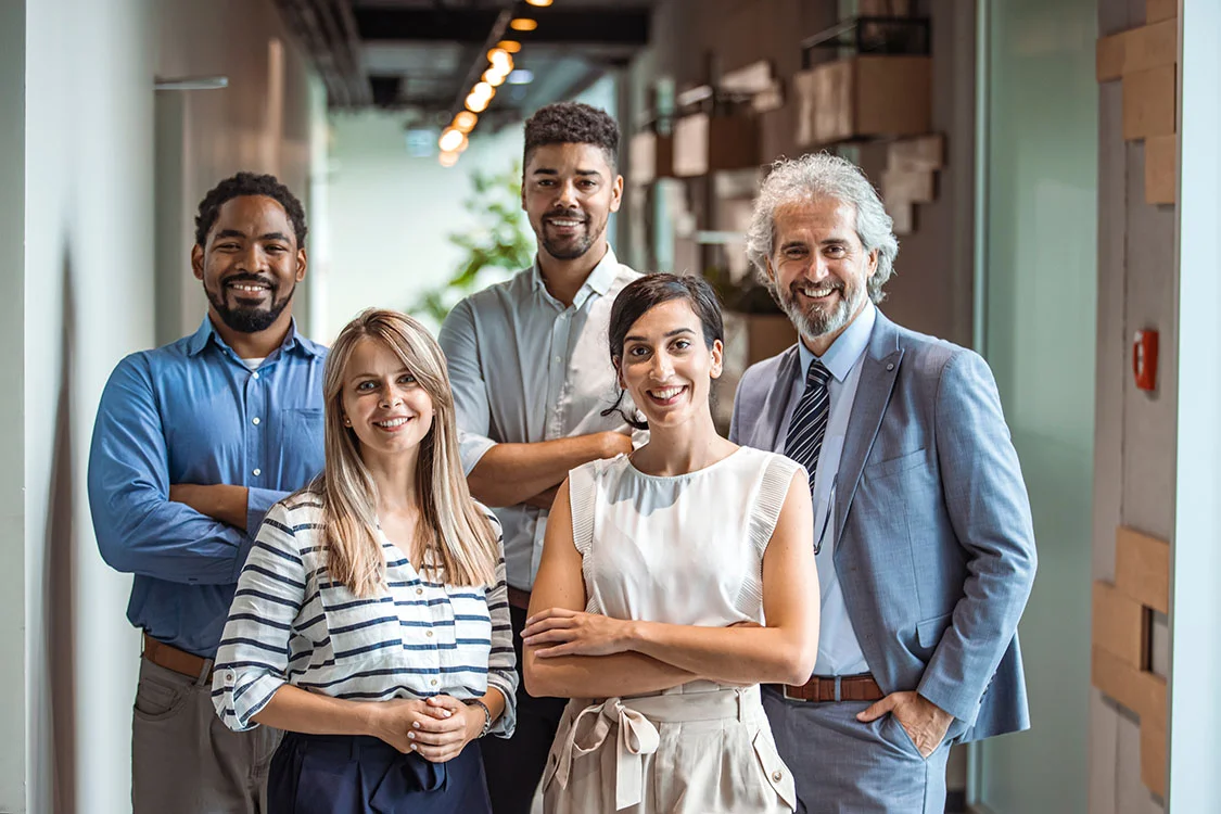 Diverse group of clients smiling