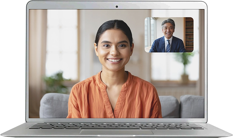 Attorney video consultation on a laptop